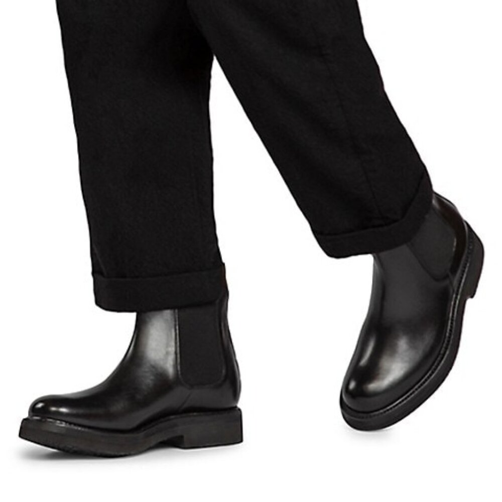 Grenson Black Leather Chelsea Boots with Elastic Sides